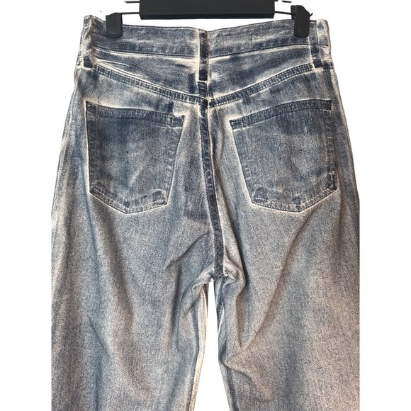 ZARA Size 2 High-Waisted Wide-Leg Jeans Blue Denim White Contrast - Picture 10 of 16